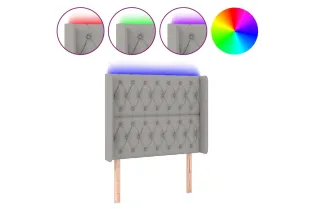 Tête de lit à LED Gris clair 93x16x118/128 cm Tissu 2