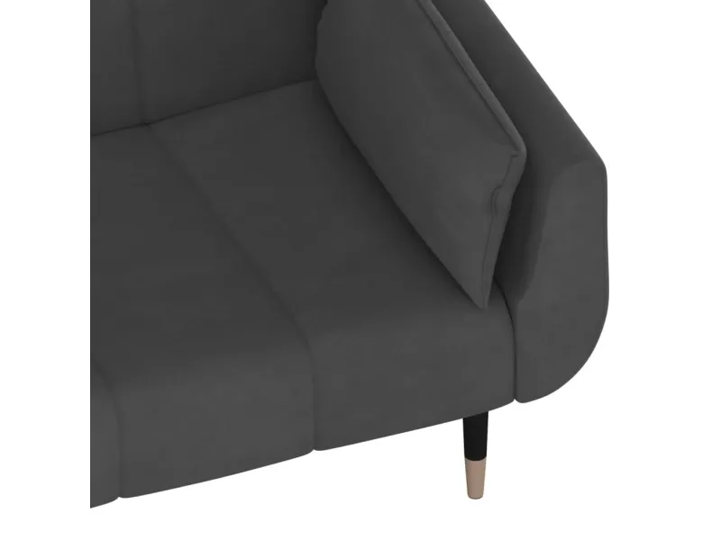 Canapé-lit à 2 places avec deux oreillers Gris foncé Velours