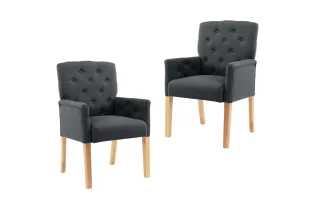 Chaises à manger avec accoudoirs lot de 2 gris tissu