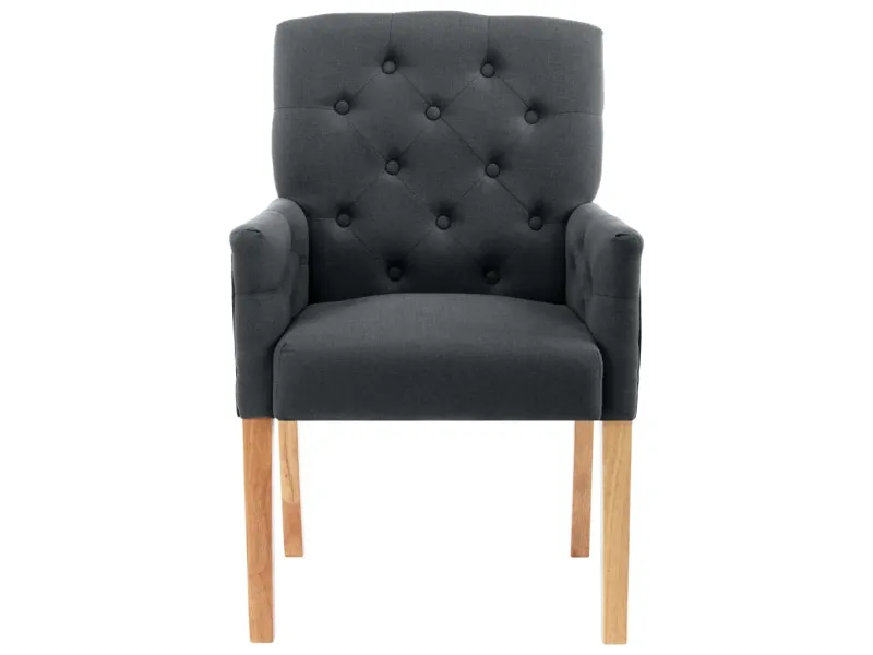 Chaises à manger avec accoudoirs lot de 2 gris tissu