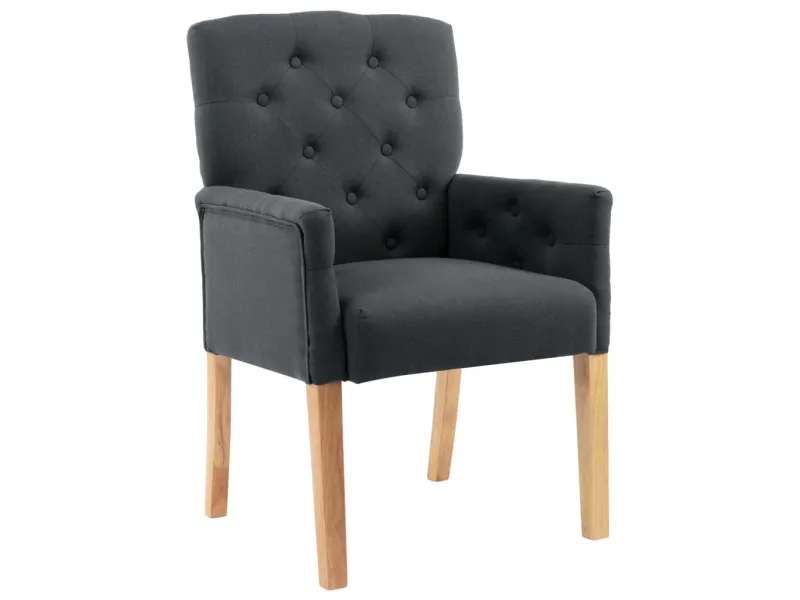 Chaises à manger avec accoudoirs lot de 2 gris tissu