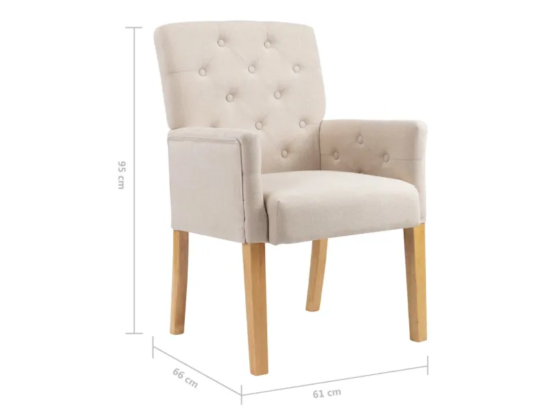 Chaise à manger avec accoudoirs Beige Tissu