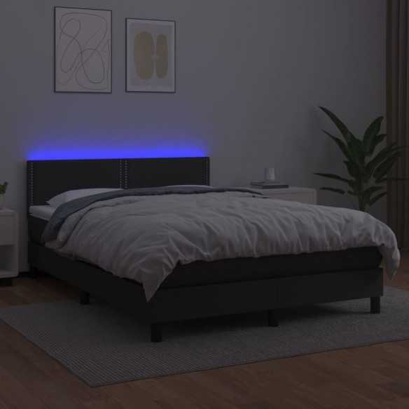 cadre de lit avec matelas et LED Noir 140x200cm