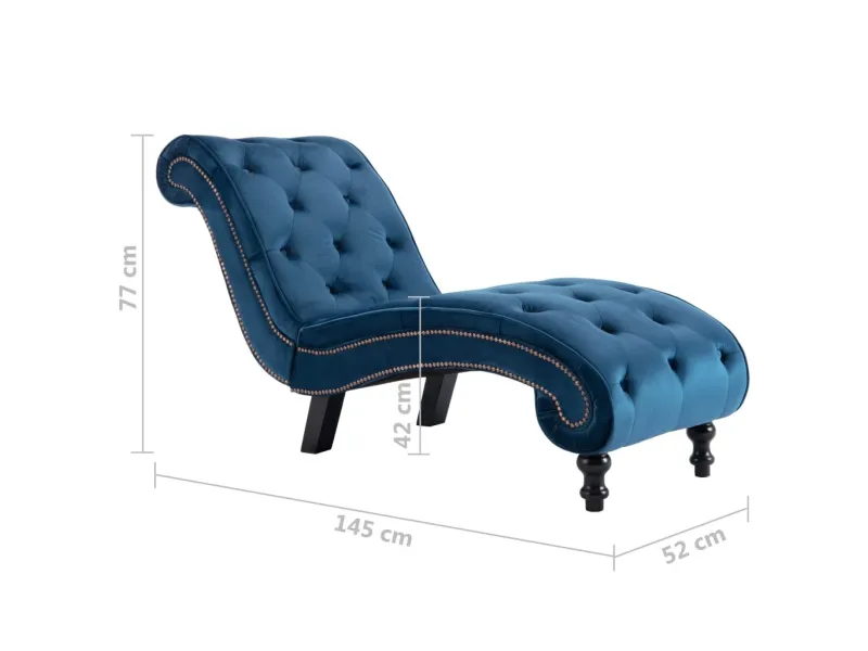 Chaise longue Bleu Velours