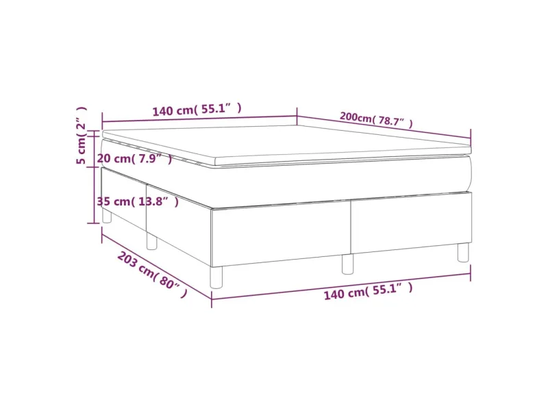 cadre de lit avec matelas Noir 140x200 cm Velours