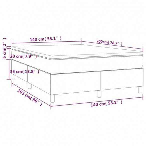 cadre de lit avec matelas Noir 140x200 cm Velours