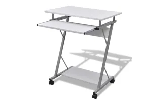 Bureau d'ordinateur compact avec plateau à clavier Blanc