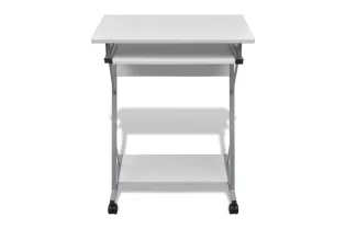 Bureau d'ordinateur compact avec plateau à clavier Blanc 2