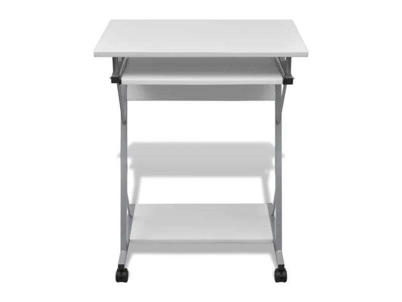Bureau d'ordinateur compact avec plateau à clavier Blanc