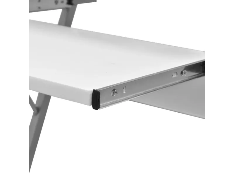 Bureau d'ordinateur compact avec plateau à clavier Blanc