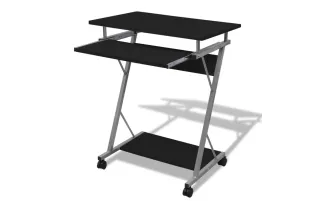 Bureau d'ordinateur compact avec plateau à clavier Noir