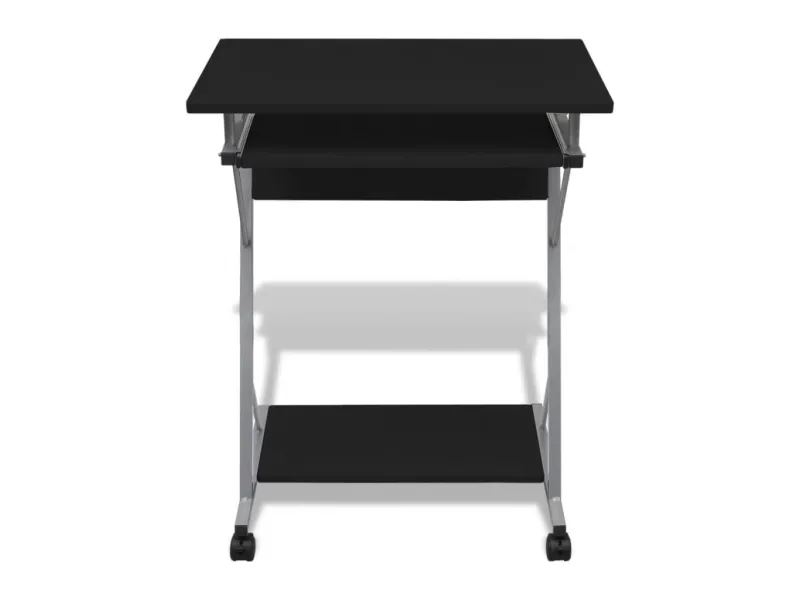 Bureau d'ordinateur compact avec plateau à clavier Noir