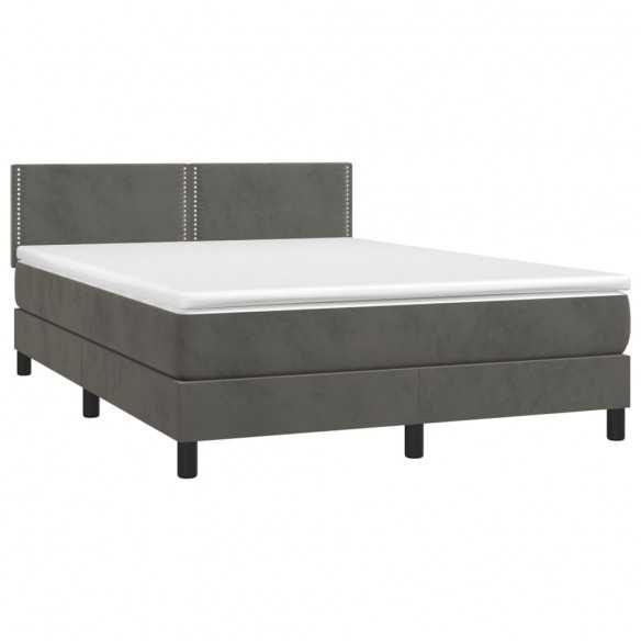 cadre de lit avec matelas LED Gris foncé 140x200 cm