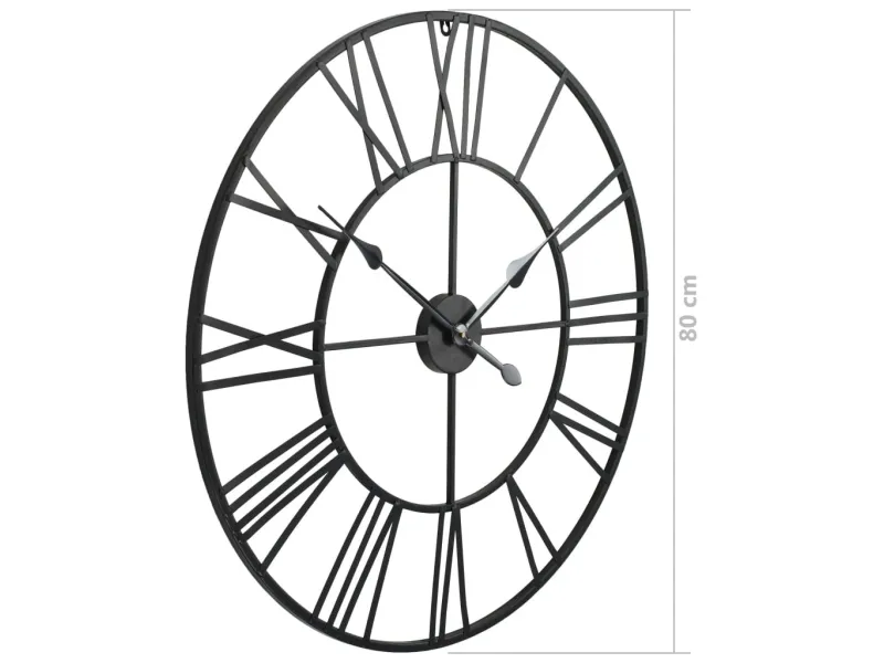Horloge murale vintage avec mouvement à quartz Métal 80 cm XXL