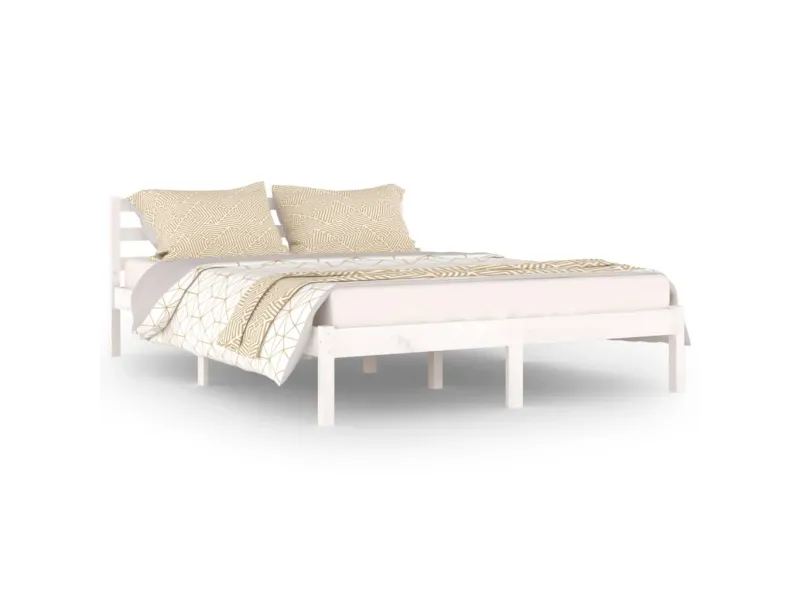 Lit Bois massif de pin 140x200 cm Blanc