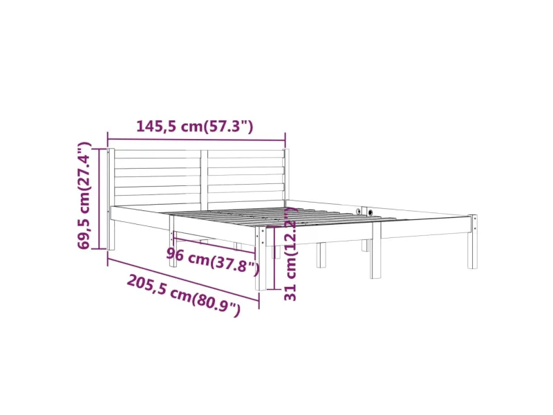 Lit Bois massif de pin 140x200 cm Blanc