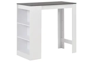 Table de bar avec étagère Blanc 110x50x103 cm