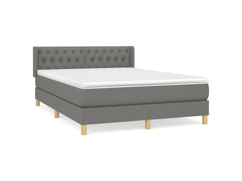 cadre de lit avec matelas Gris foncé 140x200cm Tissu