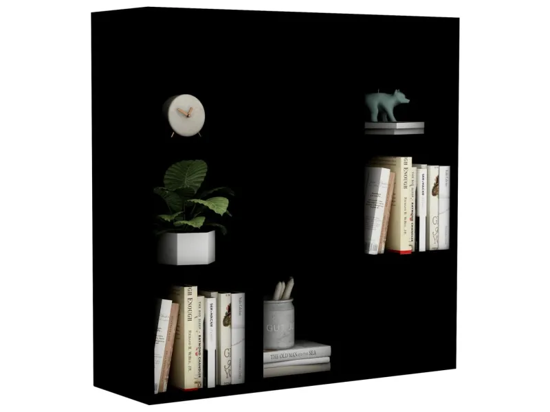 Bibliothèque Noir 98x30x98 cm Aggloméré