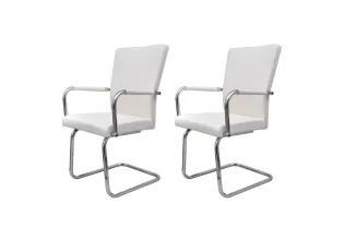 Chaises à manger cantilever lot de 2 blanc similicuir 2