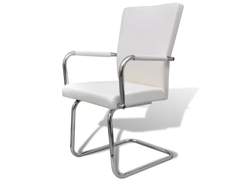 Chaises à manger cantilever lot de 2 blanc similicuir