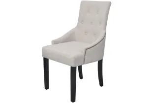 Chaises à manger lot de 2 gris crème tissu 2
