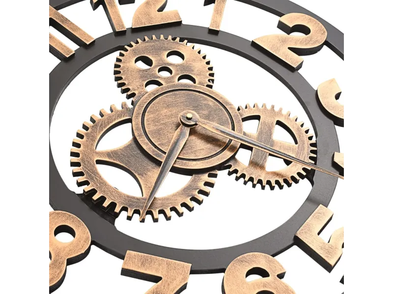 Horloge murale Métal 58 cm Doré et noir