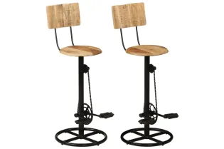 Tabourets de bar lot de 2 bois massif de manguier