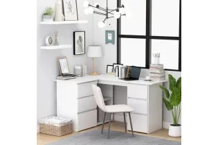 Bureau d'angle Blanc 145x100x76 cm 