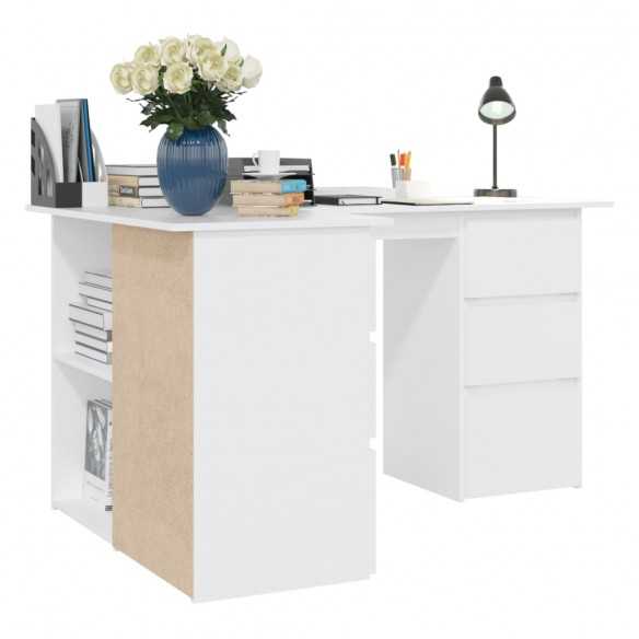 Bureau d'angle Blanc 145x100x76 cm 