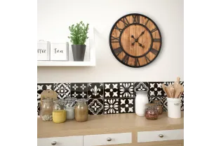 Horloge murale vintage à quartz Bois et métal 60 cm XXL 2