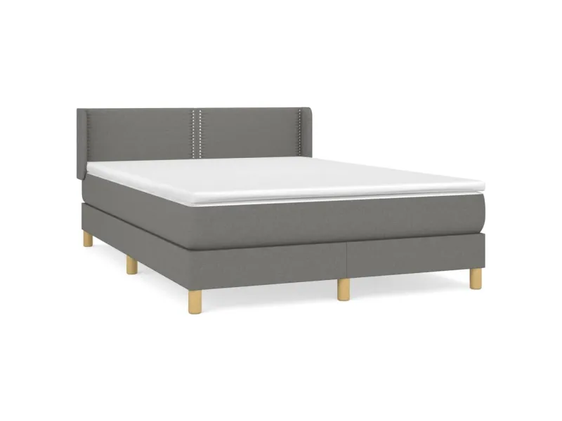 cadre de lit avec matelas Gris foncé 140x200cm Tissu