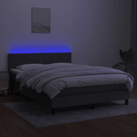 cadre de lit et matelas et LED Gris foncé 140x200 cm