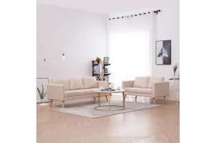Ensemble de canapé 2 pcs Tissu Crème