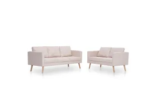 Ensemble de canapé 2 pcs Tissu Crème 2