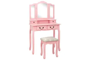 Ensemble de coiffeuse avec tabouret Rose 80x69x141 cm Paulownia