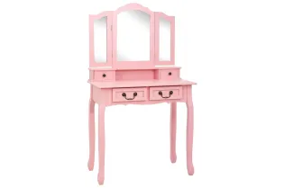 Ensemble de coiffeuse avec tabouret Rose 80x69x141 cm Paulownia 2