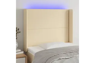 Tête de lit à LED Crème 103x16x118/128 cm Tissu