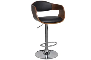 Tabourets de bar lot de 2 noir bois courbé et similicuir 2