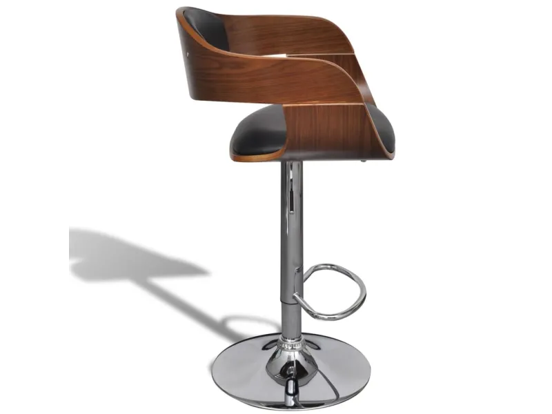 Tabourets de bar lot de 2 noir bois courbé et similicuir