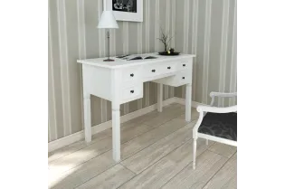 Bureau blanc à 5 tiroirs