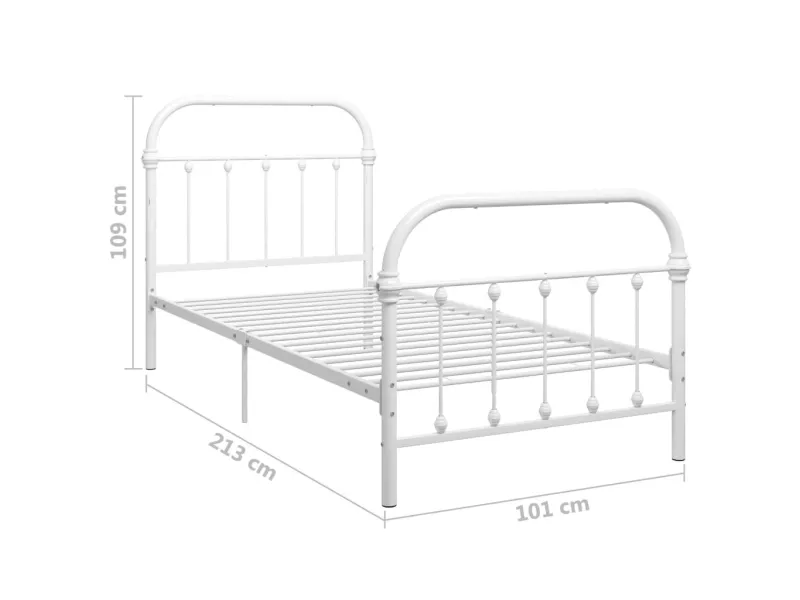 Lit Blanc Métal 90 x 200 cm