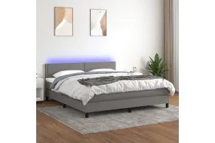 cadre de lit et matelas et LED Gris foncé 160x200 cm