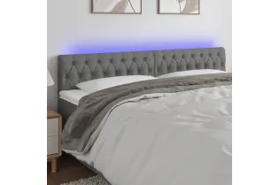 Tête de lit à LED Gris foncé 200x7x78/88 cm Tissu
