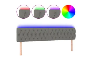 Tête de lit à LED Gris foncé 200x7x78/88 cm Tissu 2