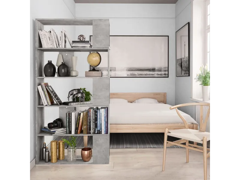 Bibliothèque/Séparateur de pièce Gris béton 80x24x159 cm