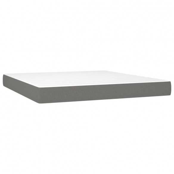 cadre de lit avec matelas Gris foncé 160x200cm Tissu