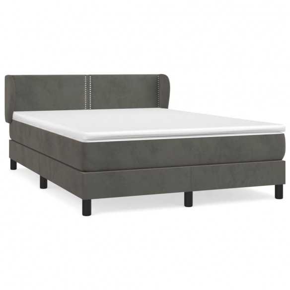 cadre de lit et matelas Gris foncé 140x200cm Velours