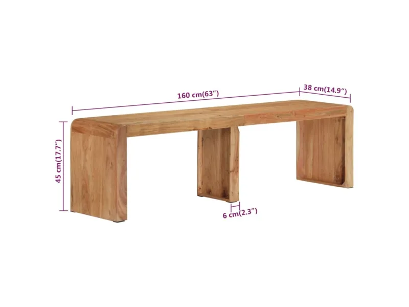 Banc 160x38x45 cm bois massif d'acacia