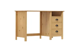 Bureau Hill avec 3 tiroirs 120x50x74 cm Pin solide